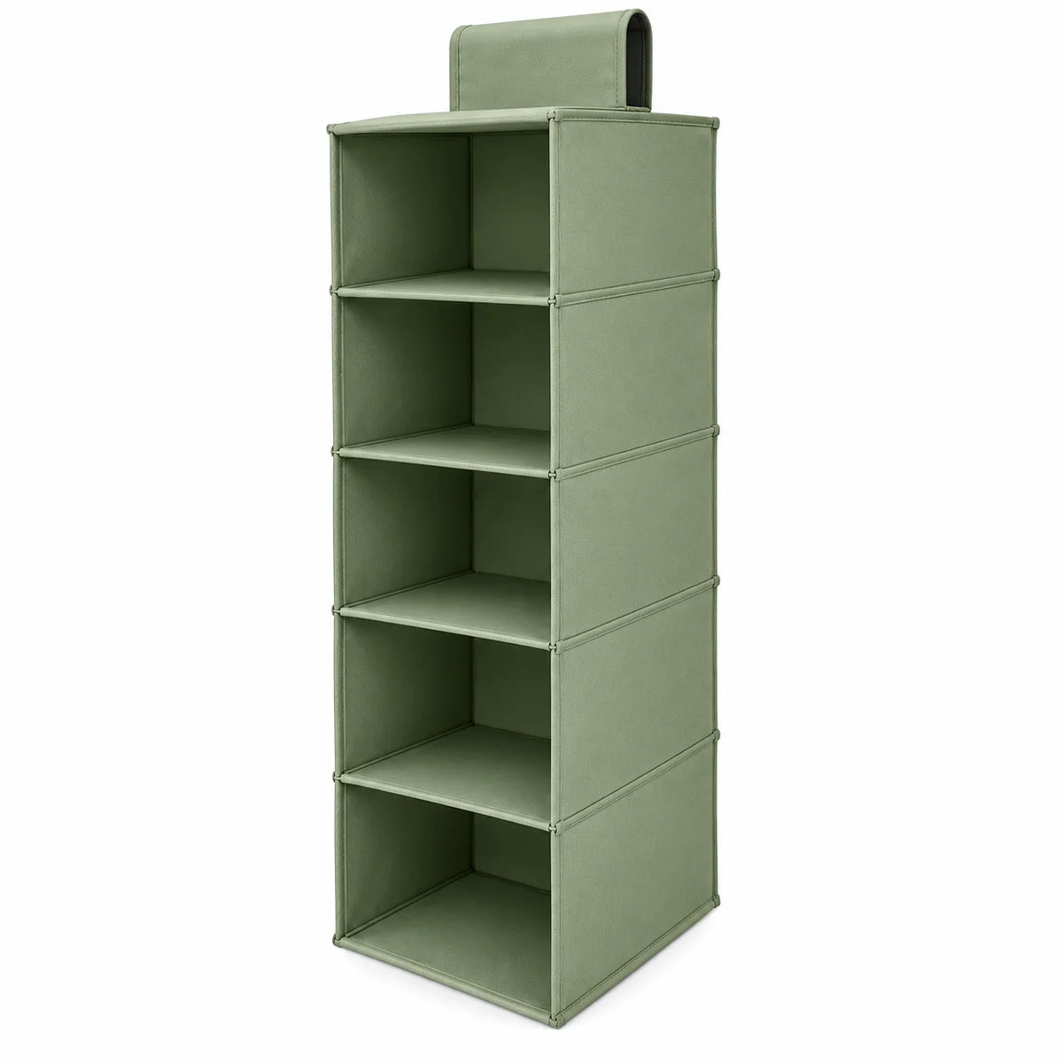 Neatwell 5-Shelf Hanging Closet Organizer – Sage Green Fabric Hanging Shelves for Sweaters, Jeans & Accessories