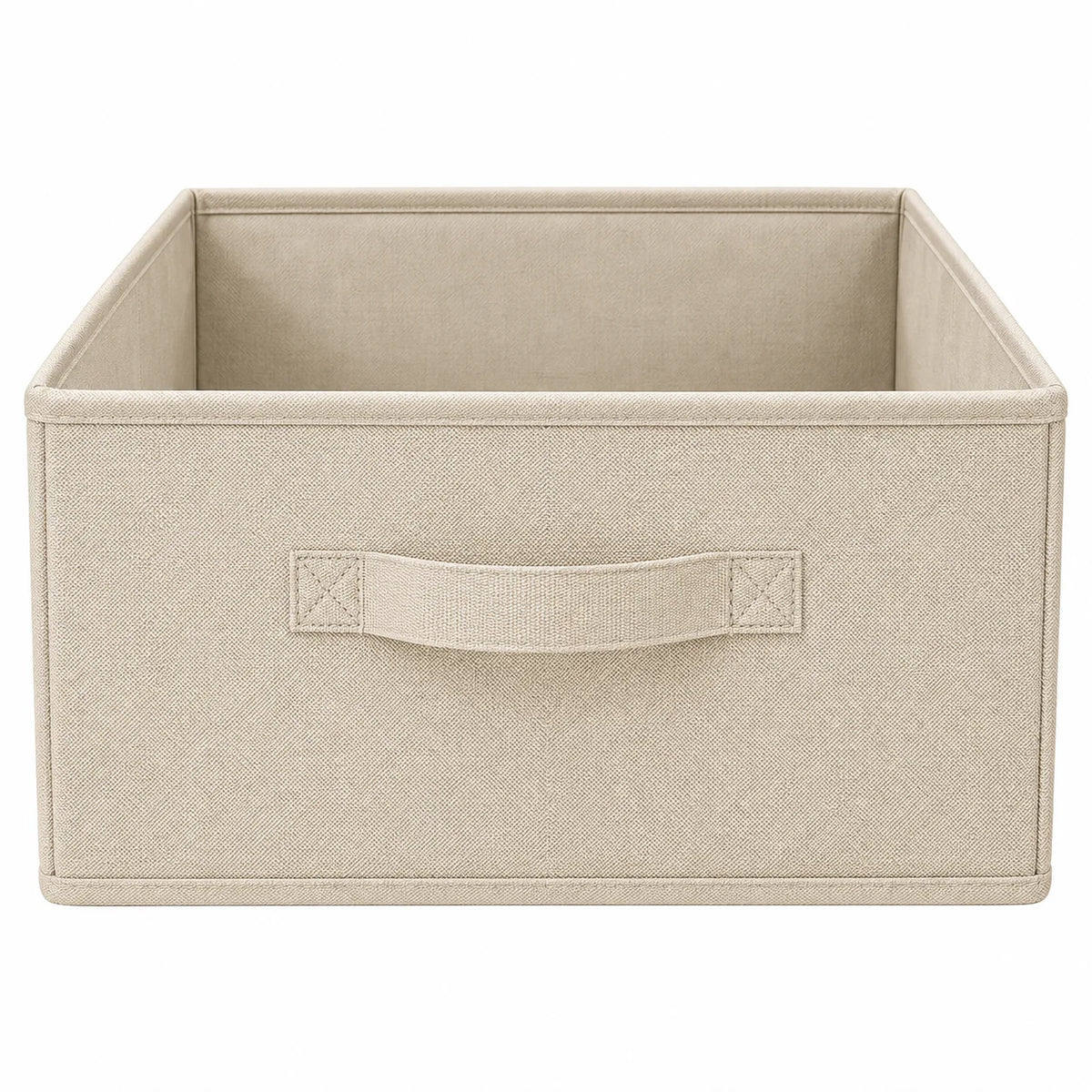 Neatwell Fabric Storage Bin with Handle – Open-Top Closet & Shelf Organizer Basket, Linen Beige