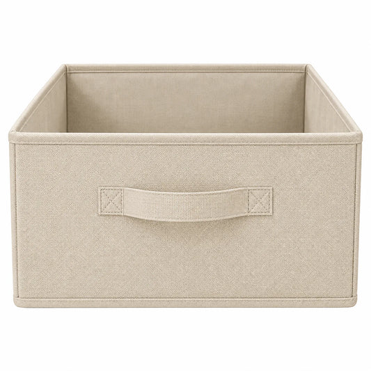 Neatwell Fabric Storage Bin with Handle – Open-Top Closet & Shelf Organizer Basket, Linen Beige