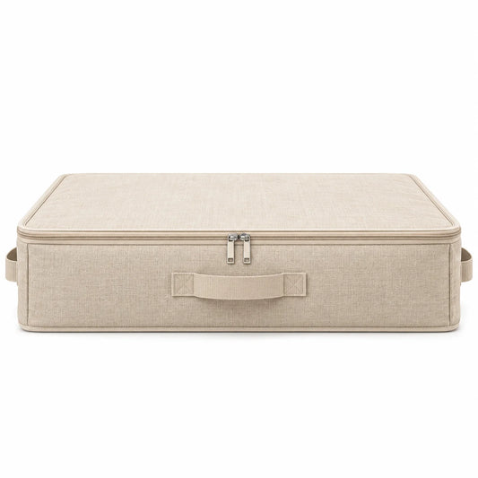 Neatwell Under-Bed Storage Box with Zipper Lid and Handles – Low-Profile Fabric Organizer for Blankets, Clothes & Shoes